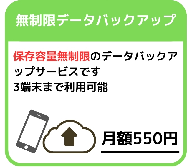 無制限データバックアップの案内(月額550円)